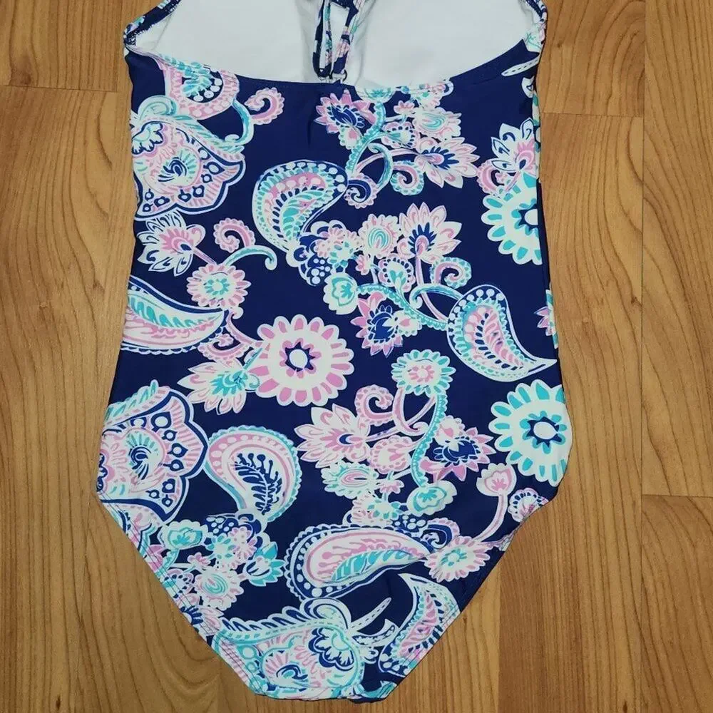 Paisley Pattern Blue Girls Swimsuit || 13/14 EUC